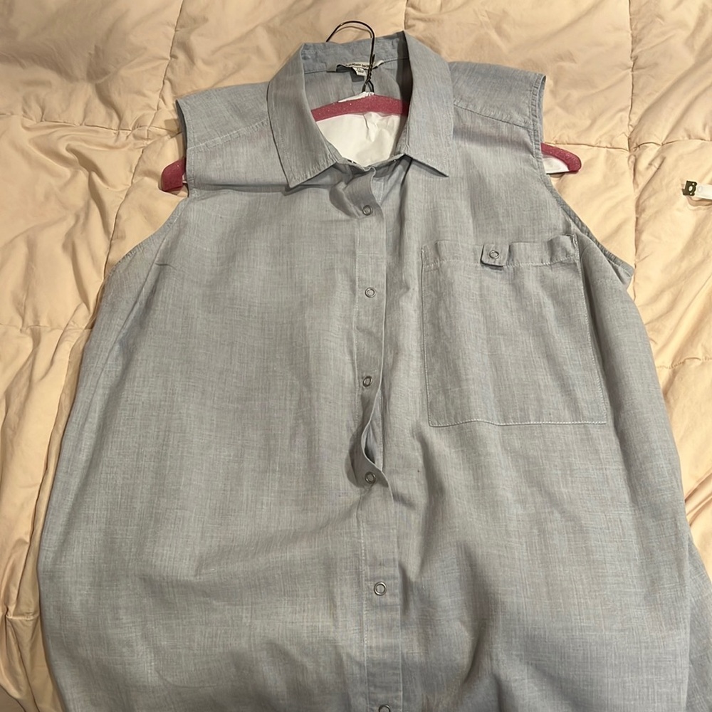 Great Snap Front Sleeveless Shirt